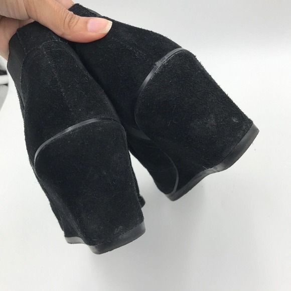 Franco Sarto Booties Size 8.5M Black Suede Armelle Ankle Lace Up Wedge - Picture 6 of 12